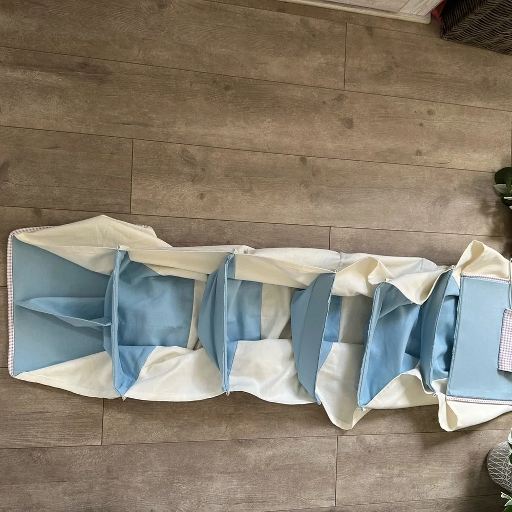 Blue Hanging 7 Cube Closet Organizer + Metal Hanger